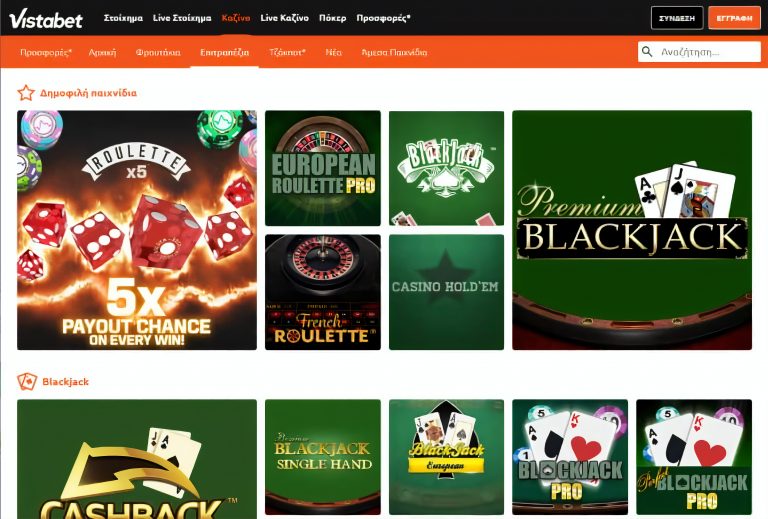 Vistabet Casino Homepage